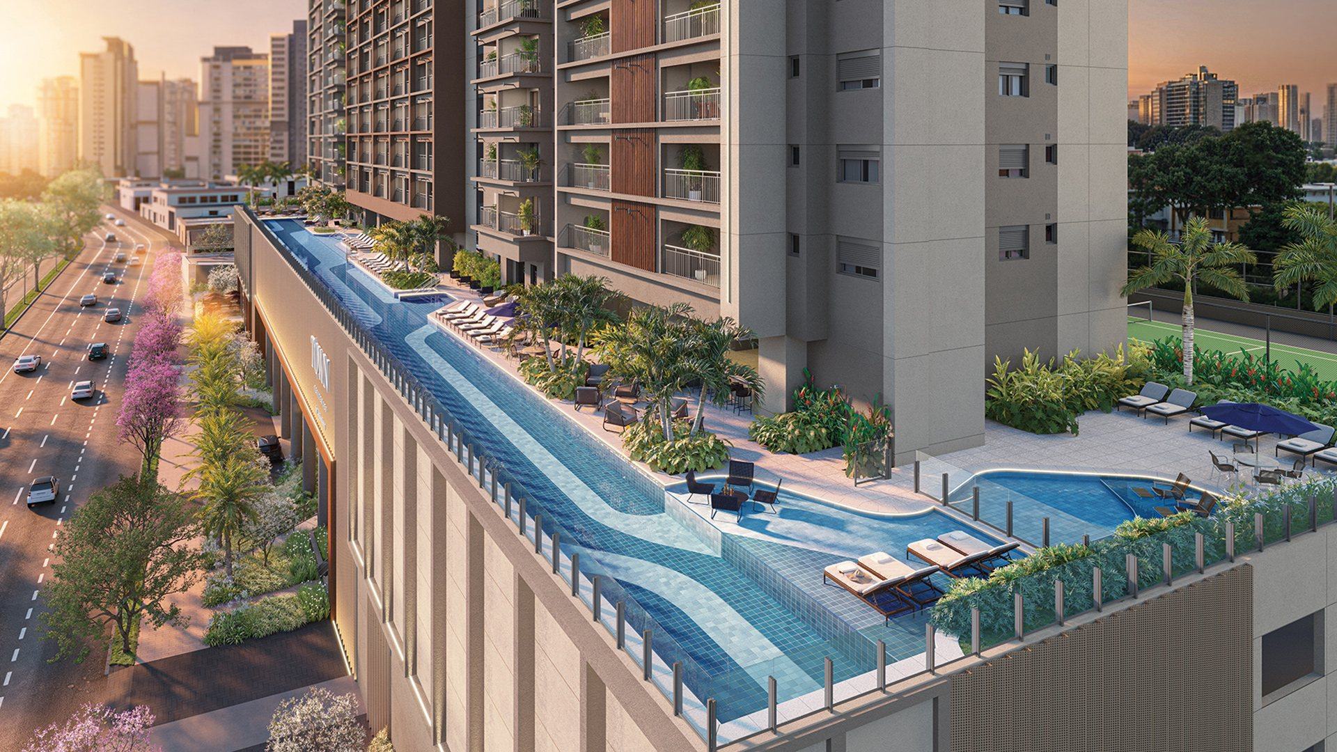 Piscina de 100 m do Town Lindenberg, perspectiva ilustrada